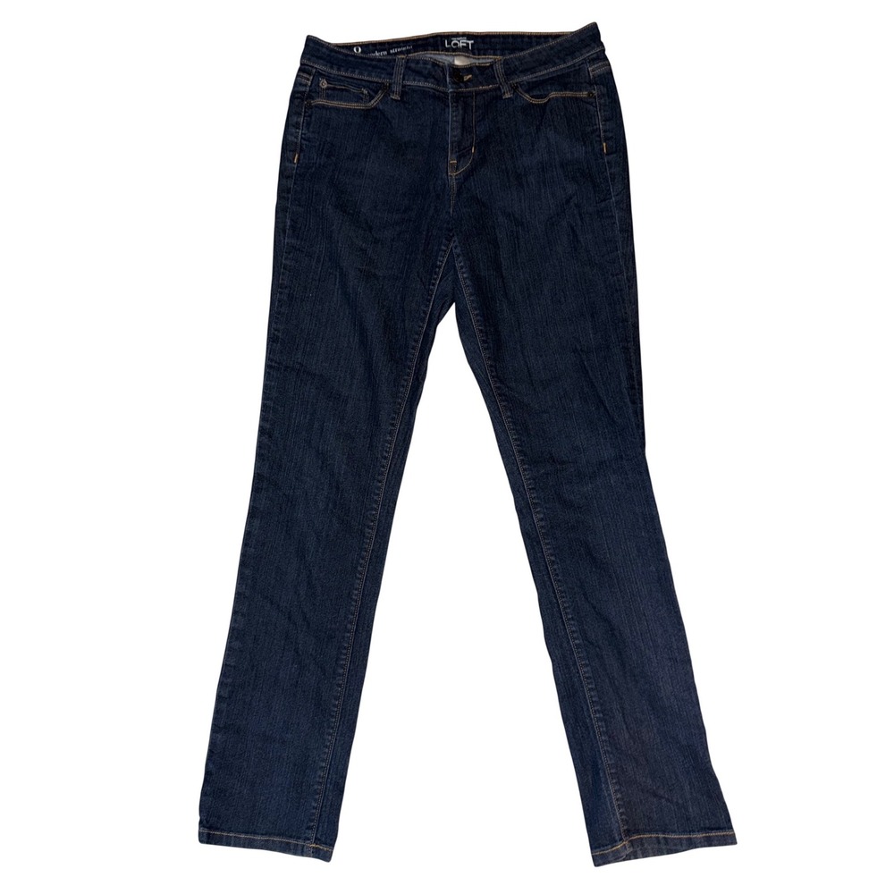 Ann Taylor Loft Modern Straight Leg Jeans Dark Wash Indigo Blue Denim Size 8